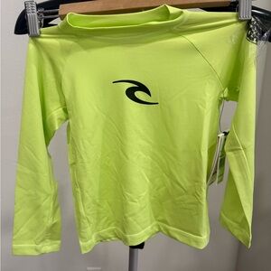 New RIP CURL BRAND WAVE UV LONG SLEEVE RASH GUARD - BOYS Size 3/4 - LIME 4078